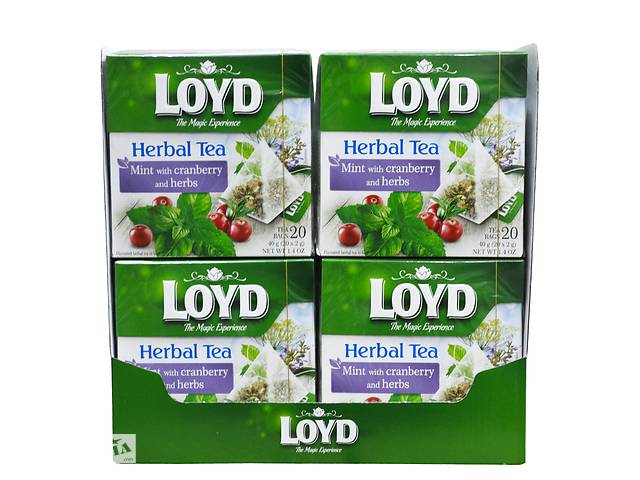 Чай в пакетиках пирамидках Loyd, мята, клюква и травы, 2г*20 шт, 20 уп.