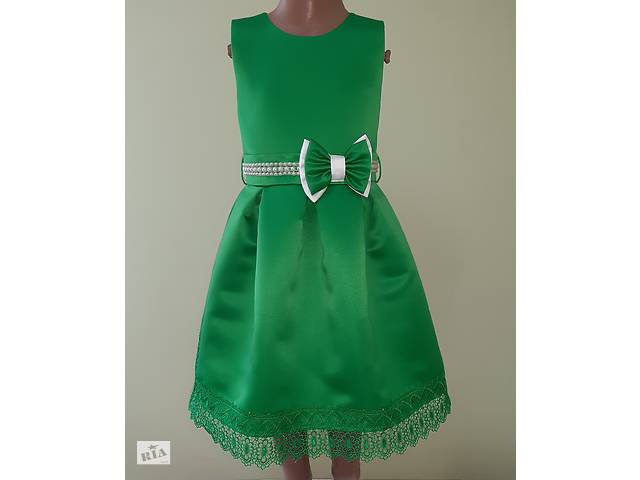 Нарядное детское платье «Зелёная жемчужина», модель № 94