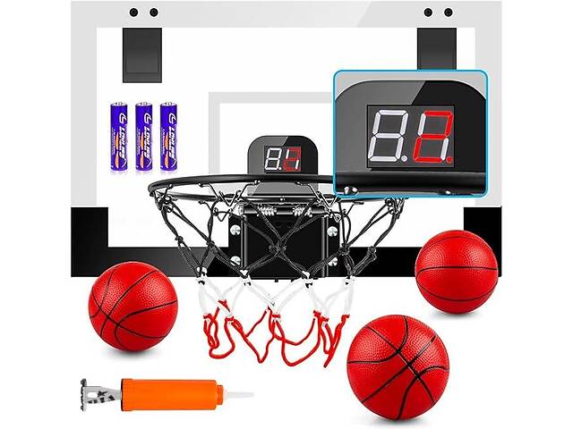 Баскетбольне кільце TREYWELL з електронним табло, 3 м'ячі та 3 батареї
