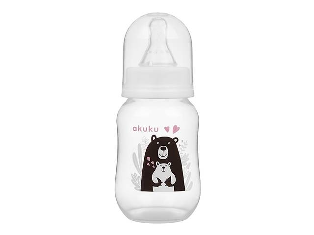 Бутылка для кормления Akuku A0004, черный мишка, 125 мл