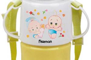 Бутылочка детская для кормления Fissman Babies 'Малыши' 230мл с ремешком, желтая