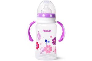 Бутылочка детская для кормления Fissman Babies 'Цветочки' 300мл с ручками
