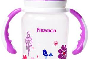Бутылочка детская для кормления Fissman Babies 'Цветочки' 300мл с ручками