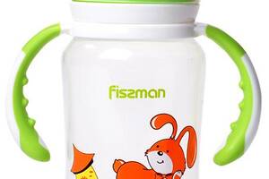 Бутылочка детская для кормления Fissman Babies 'Зайчик на колесах' 300мл с ручками