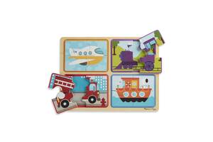 Деревянные пазлы 4 в 1 'Транспорт' Melissa&Doug 4 пазла по 4 элемента MD31361