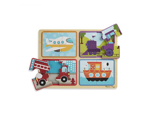 Деревянные пазлы 4 в 1 'Транспорт' Melissa&Doug 4 пазла по 4 элемента MD31361