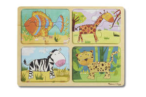 Деревянные пазлы 4 в 1 'Животные' Melissa&Doug 4 пазла по 4 элемента MD31362