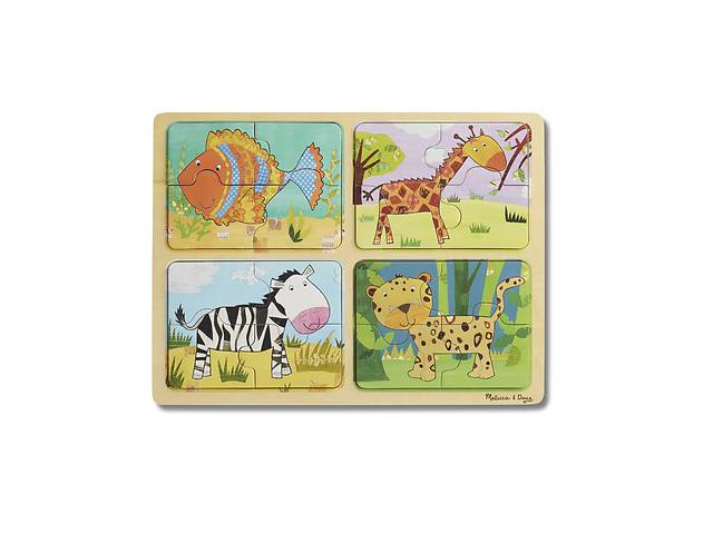 Деревянные пазлы 4 в 1 'Животные' Melissa&Doug 4 пазла по 4 элемента MD31362