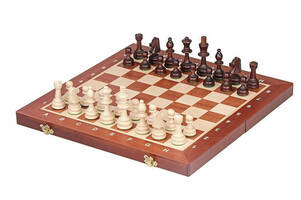 Деревянные шахматы турнирные с утяжелителем №4 для соревнований 40,5 х 40,5 см Madon (94)