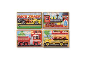 Деревянный пазл 4 в 1 Melissa&Doug 'Машинки' 12х4 элементов 15х20 см MD3794