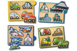 Деревянный пазл 4 в 1 в коробке Melissa&Doug 'Машины' 12х4 элементов 12х16 см MD4791