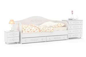 Дитяче ліжко з комодом та тумбою Меблі UA Ассоль Белль прованс для дівчинки Білий/Белль Білий Дуб (44278)