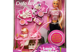 Детская кукла с дочкой DEFA 20958 с аксессуарами Фиолетовый