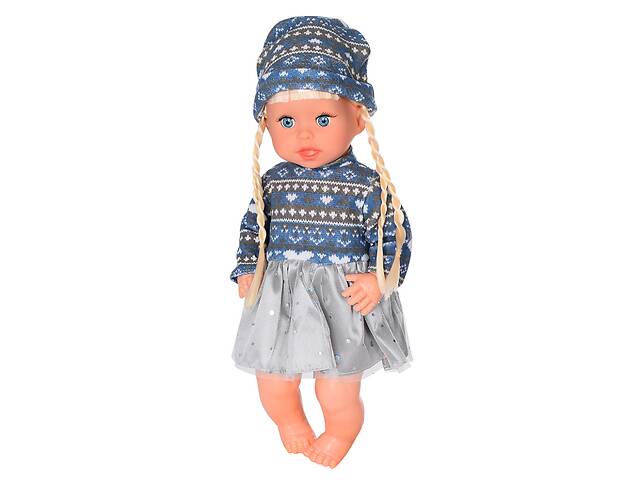 Детская кукла Яринка Bambi M 5602 на украинском языке Синее с серым платье