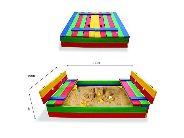 Детская песочница SportBaby с крышкой 100х100х24 (Песочница 29)