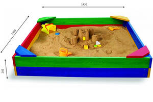 Детская песочница цветная SportBaby с уголками 145х145х24 (Песочница - 1)