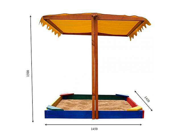 Детская песочница цветная SportBaby с уголками и навесом 145х145х150 (Песочница 23)
