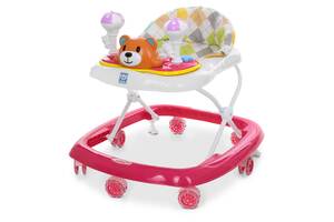 Детские ходунки Мишка с силиконовыми колесами Bambi M 3656-S Розовый (MAS40428)