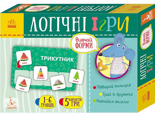 Дитячі логічні ігри 'Вивчай форми' 918002, 24 картки укр. мовою