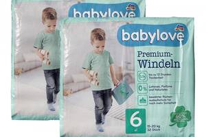 Детские одноразовые подгузники Babylove Premium 6 XL 15-20 кг 64 шт