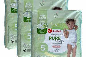 Детские подгузники Kruidvat Pure & Soft 5 (10-16 кг) 60 шт