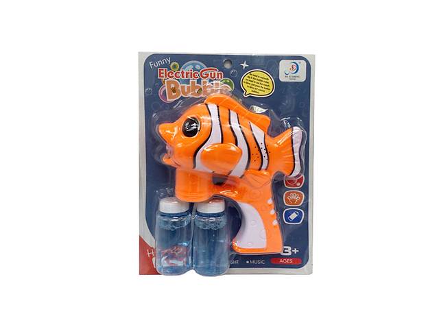 Детский генератор мыльных пузырей 'Рыба-клоун' Bambi 6214 звук свет Оранжевый