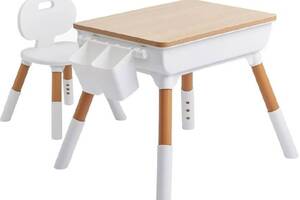Детский комплект в скандинавском стиле Urbankit стол и стул Белый/коричневый