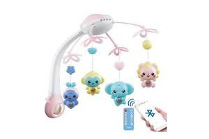 Детский мобиль для младенцев на кроватку с проектором A1 Розовый