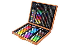 Детский набор творчества для рисования RIAS 150 предметов в деревянном чемодане (3_01470)