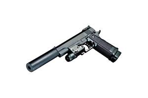 Детский пистолет на пульках Galaxy Colt M1911 Hi-Capa G6A с глушителем и прицелом