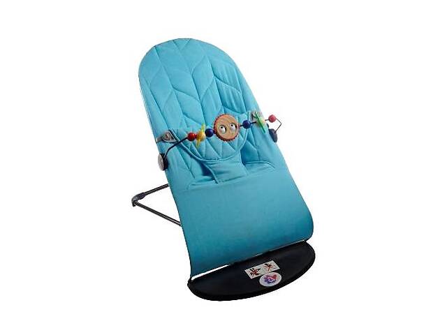 Детский шезлонг-качалка SBT group BABY Balance Soft A1 с дугой с игрушками синий колосок/хлопок (BBT-11-00)