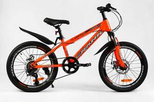 Детский спортивный велосипед 20'' Corso CRANK LTWOO-A2 7 скоростей Orange and black (137750)