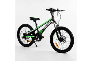 Детский спортивный велосипед магниевая рама дисковые тормоза CORSO Speedline 20’’ Black and green (103533)