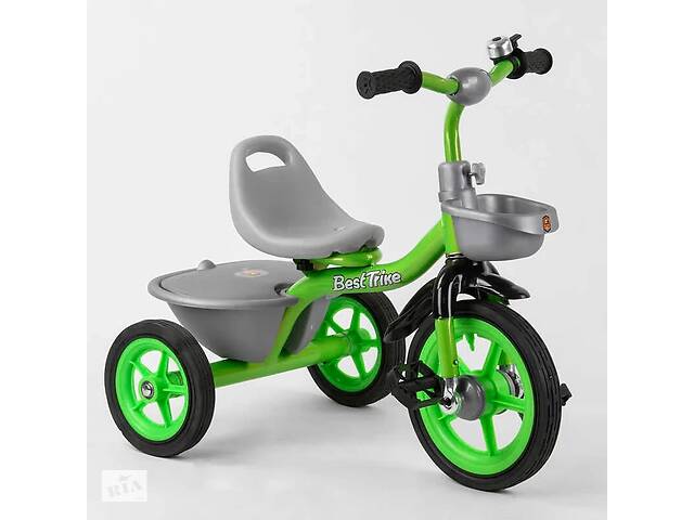 Детский трехколесный велосипед Best Trike резиновые колеса зелёный BS-3615