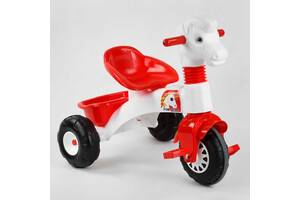 Детский трехколесный велосипед Pilsan Лошадка пластиковые колеса бело-красный 07-146