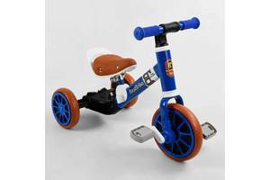 Детский трехколесный велосипед - трансформер Best Trike EVA колеса функция беговела синий 96021