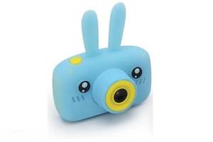 Детский цифровой фотоаппарат с чехлом Зайчик A1 Голубой В комплекте картка на 32 ГБ (PHR-A1-Blue)