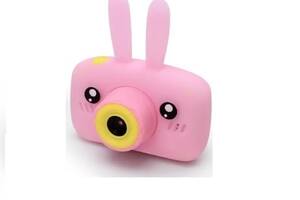 Детский цифровой фотоаппарат с чехлом Зайчик A1 Розовый В комплекте картка на 32 ГБ (PHR-A1-Pink)