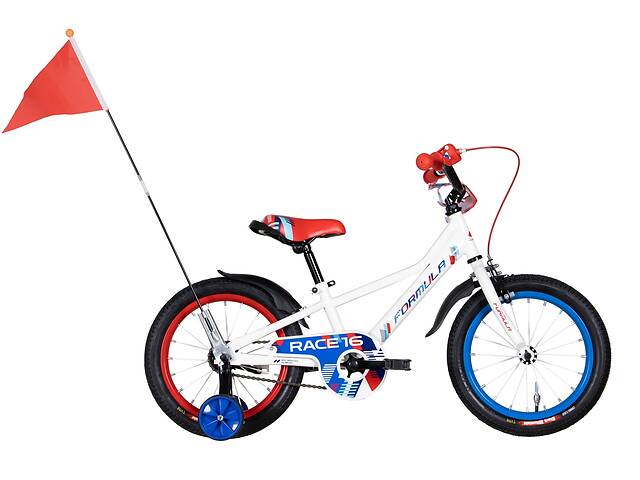 Детский велосипед 16' Formula RACE 2022 8.5' Белый с красным и синим