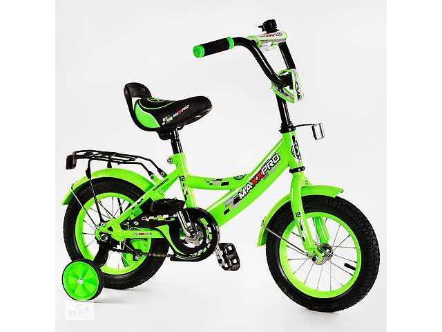 Детский велосипед звоночек багажник Corso MAXXPRO 12' Green (116712)