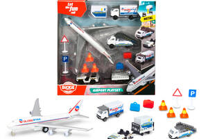 Детский игровой набор Dickie Toys Airport 3 машинки и 1 самолет Разноцветный (IG-OL185858)