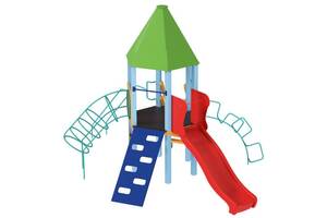 Дитячий ігровий комплекс Башта з пластиковою гіркою KDG 5,17 х 3,96 х 4,11м