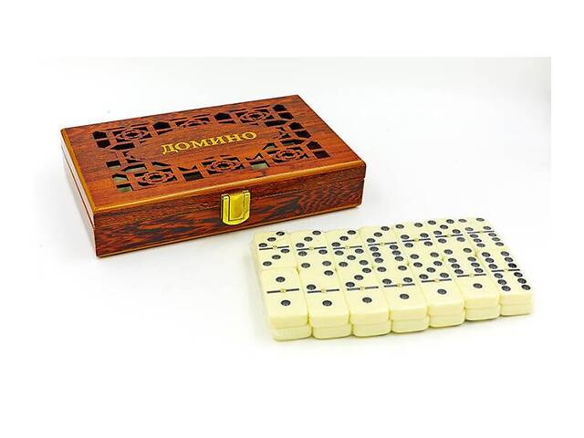 Домино настольная игра в деревянной коробке IG-5010E (SKL0411)
