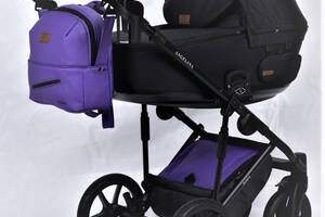 Дитяча коляска 2 в 1 Angelina Amica Electro чорний+фіолетовий