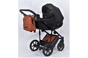 Дитяча коляска 2 в 1 Angelina Amica Electro чорний+коричневий