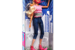 Дитяча лялька на скейті в шоломі DEFA 8375 шарнірна (Рожевий)