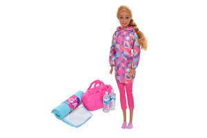 Дитяча лялька Спортсменка DEFA 8477 сумочка, килимок для йоги, 2 пляшки води (Рожевий)