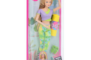 Дитяча лялька Yoga girl DEFA 8489, 28см, йогамат, шарнірна (Жовтий)