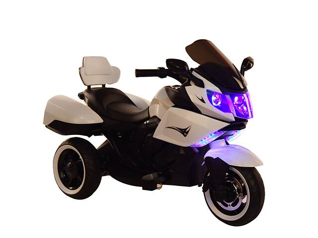 Електромобіль T-7224 WHITE мотоцикл 2*6V4AH мотор 2*20W з MP3 106*55*74