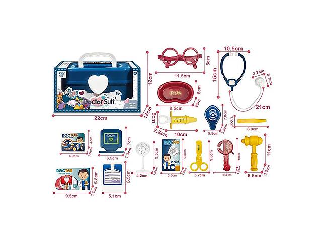 Іграшковий набір лікаря 8812-1, шприц, стетоскоп, окуляри, аксесуари